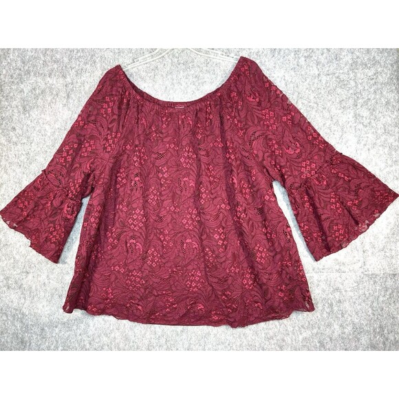 Catherines Top Women's 4X Floral All Over Lace Overlay Dark Romantic Plus - Picture 1 of 9